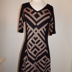 Anthropologie TAYLOR Knit Dress Size L Taupe Black